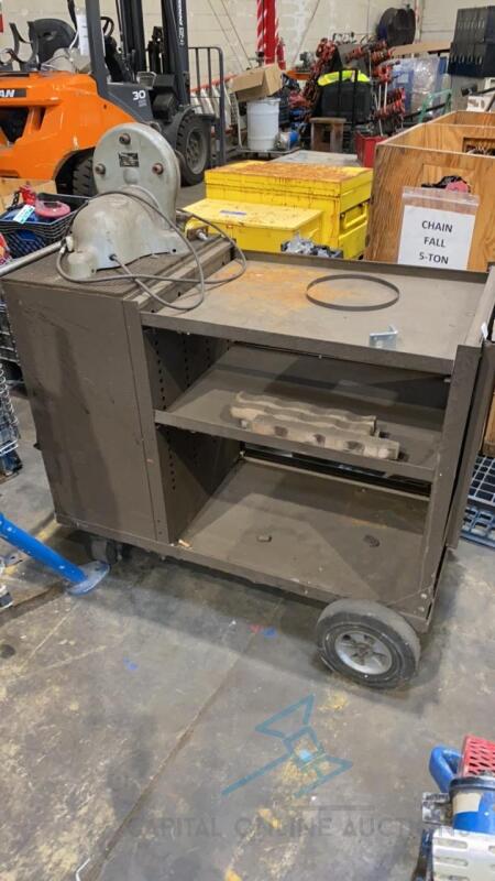 Cart with Rigid Copper Cleaning Machine Attached