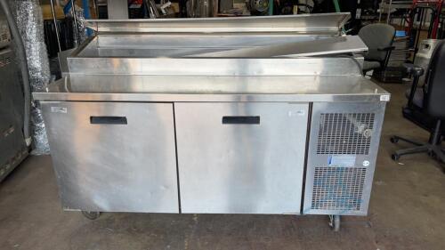 Randell Stainless Steel Refrigerated Prep Table on wheels
