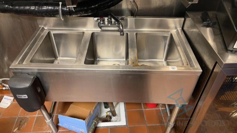 3 compartment under bar sink