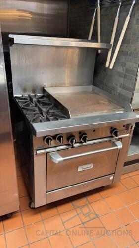 2 burner range, flat top grill, & convection oven