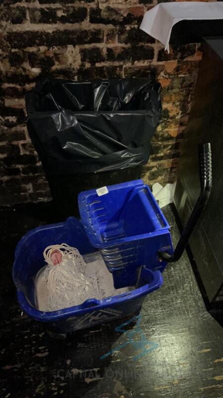 Mop Bucket and Two Trash Cans