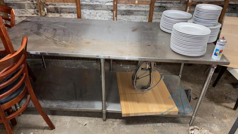 Large Stainless Steel Table with Undershelf