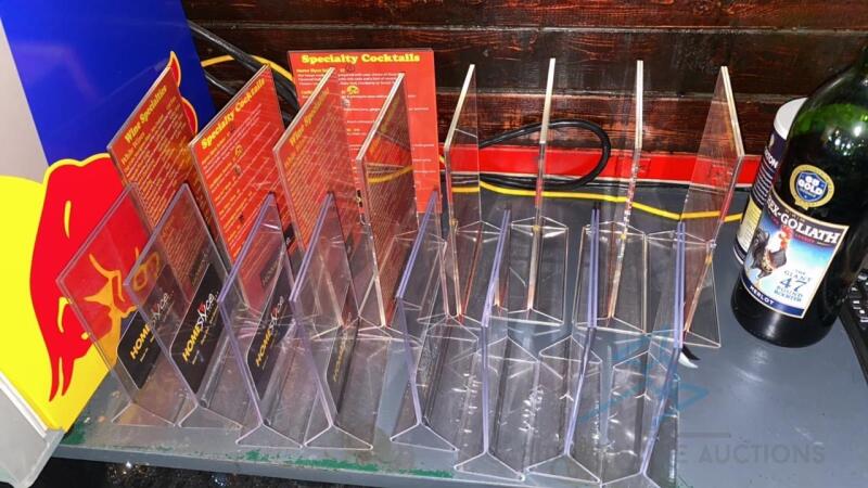 Assorted Plastic Menu Holders and Wooden Clipboards