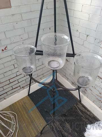 (1) 3-Pillar Glass Globe Candleabra