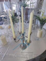 (8) Short Silver 5-Arm Candelabra