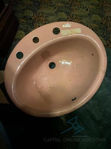 Pink cast iron drop in bathroom sink