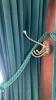 Green Velvet Curtains on Gold Curtain Rod - 3