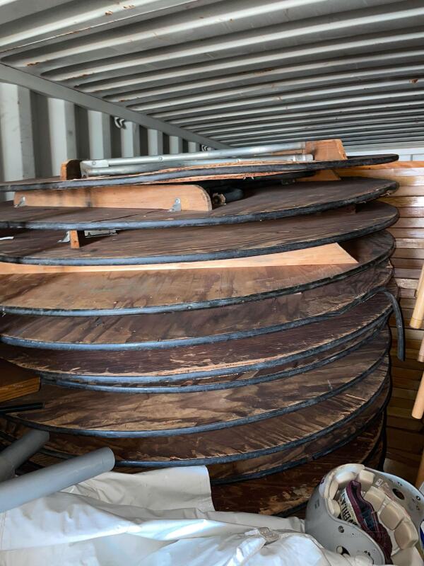 (35) 60'' Round Wood Tables