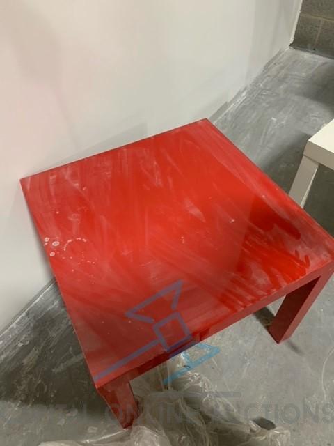 Pallet of Red Ikea Sides Tables