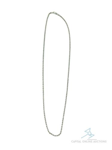 10kt Solid White Gold Twisted Link Chain Necklace