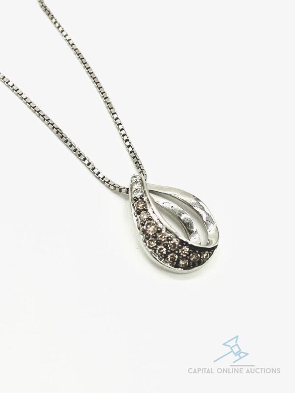 Solid Gold and Diamond Pendant Necklace