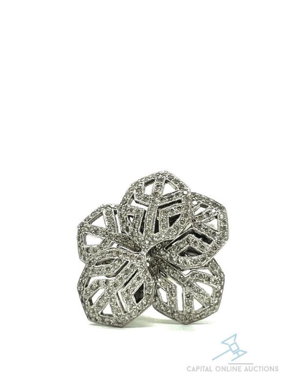 14kt Solid White Gold and Diamond Cocktail Ring