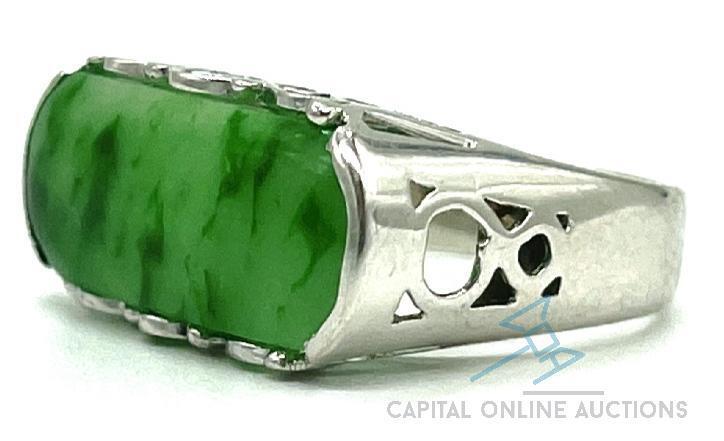 14kt White Gold and Jade Cocktail Ring