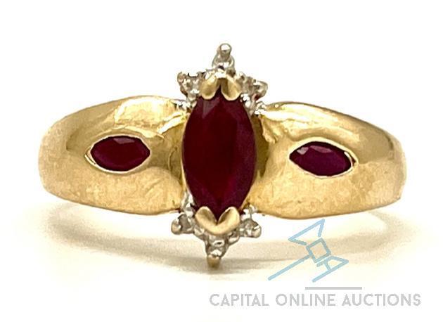 14kt Yellow Gold Ruby and Diamond Ring