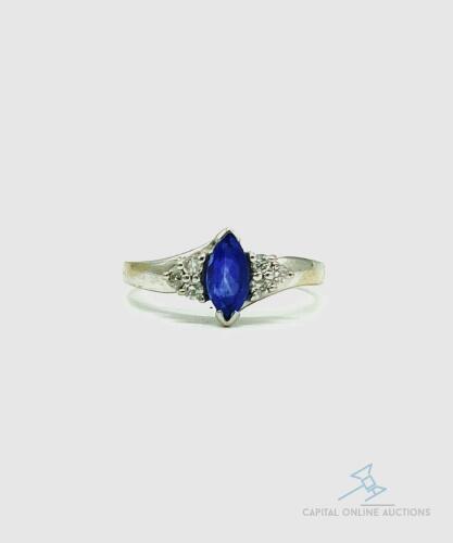 14kt White Gold Tanzanite and Diamond Ring