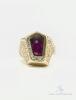 Unique 14kt Solid Yellow Gold Amethyst and Diamond Cocktail Ring - 2