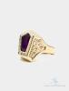 Unique 14kt Solid Yellow Gold Amethyst and Diamond Cocktail Ring - 3
