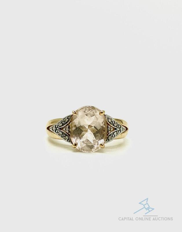 14kt Yellow Gold Morganite and Diamond Cocktail Ring