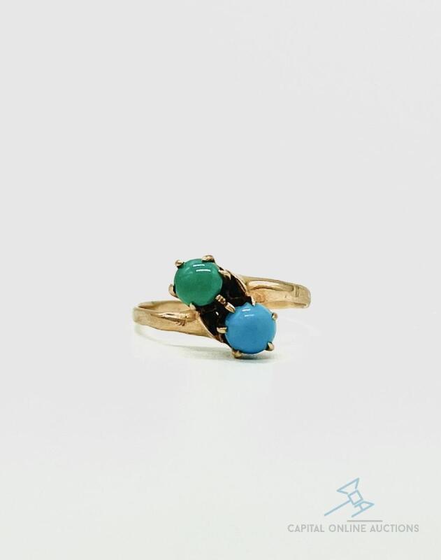 10kt Gold and Turquoise Ring - Size 3.5