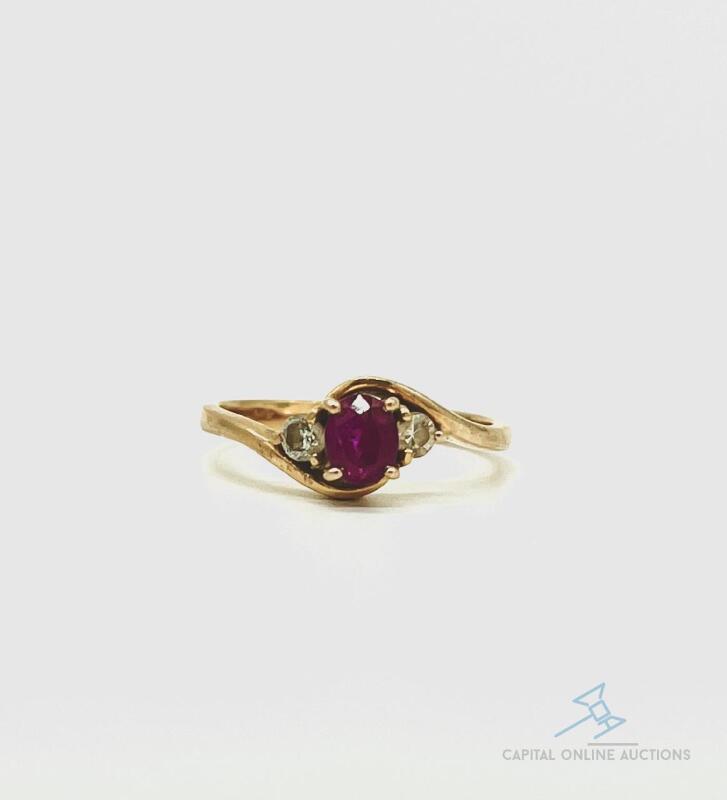 14kt Yellow Gold Ruby and Diamond Cocktail Ring