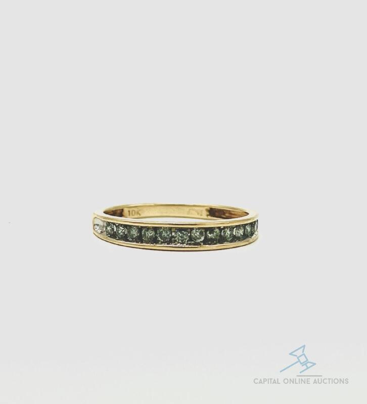 10kt Solid Yellow Gold Diamond Wedding Band