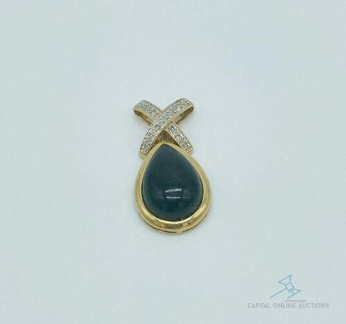 14kt Yellow Gold Onyx and Diamond Pendant