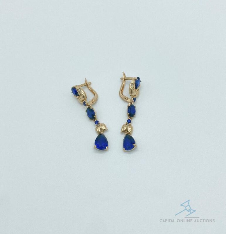 14kt Gold and Blue Sapphire Earrings