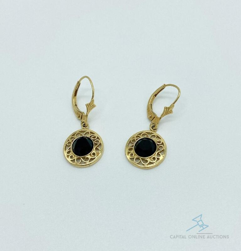 14kt Yellow Gold and Onyx Earrings