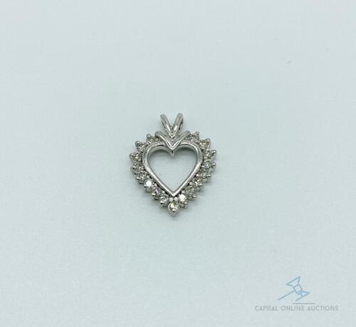 10kt White Gold and Diamond Heart Pendant