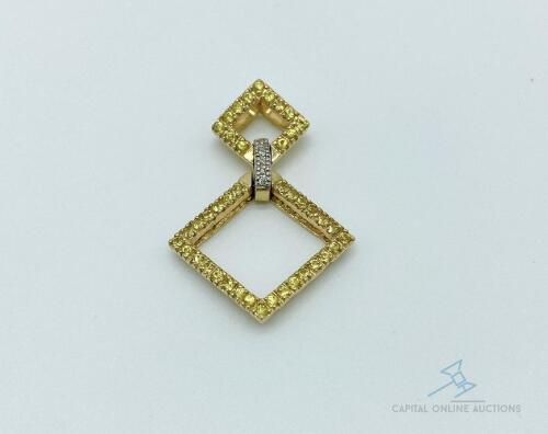 14kt Yellow Gold Peridot and Diamond Pendant