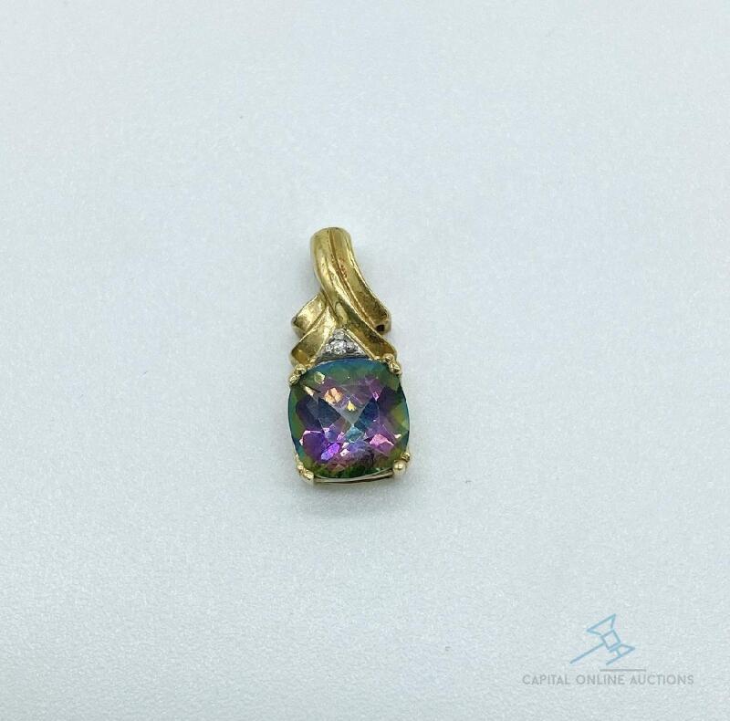 10kt Yellow Gold and Mystic Topaz Pendant