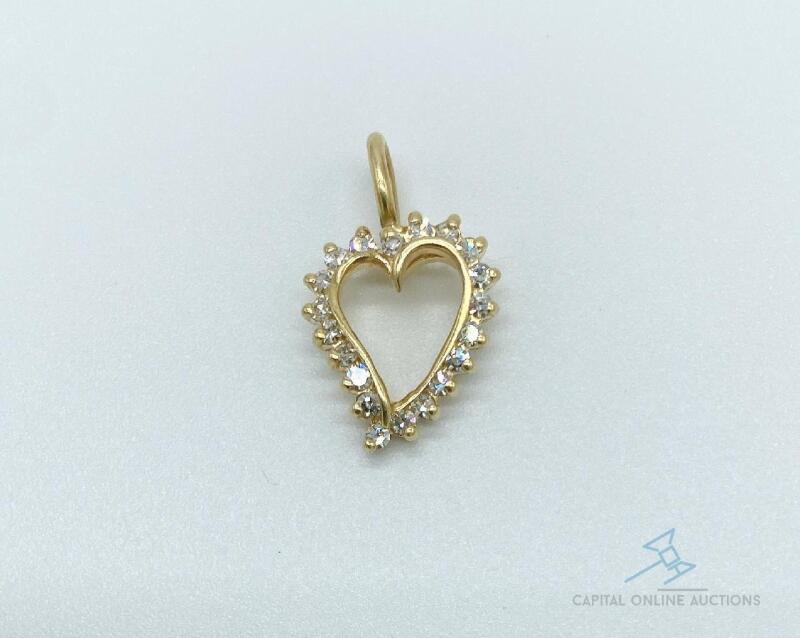 10kt Gold and Diamond Heart Pendant