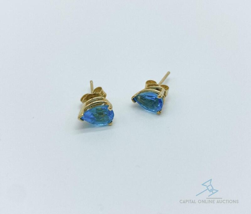 14kt Gold and Blue Topaz Stud Earrings