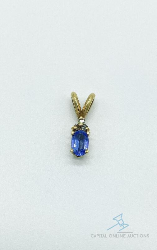 14kt Yellow Gold Tanzanite and Diamond Pendant