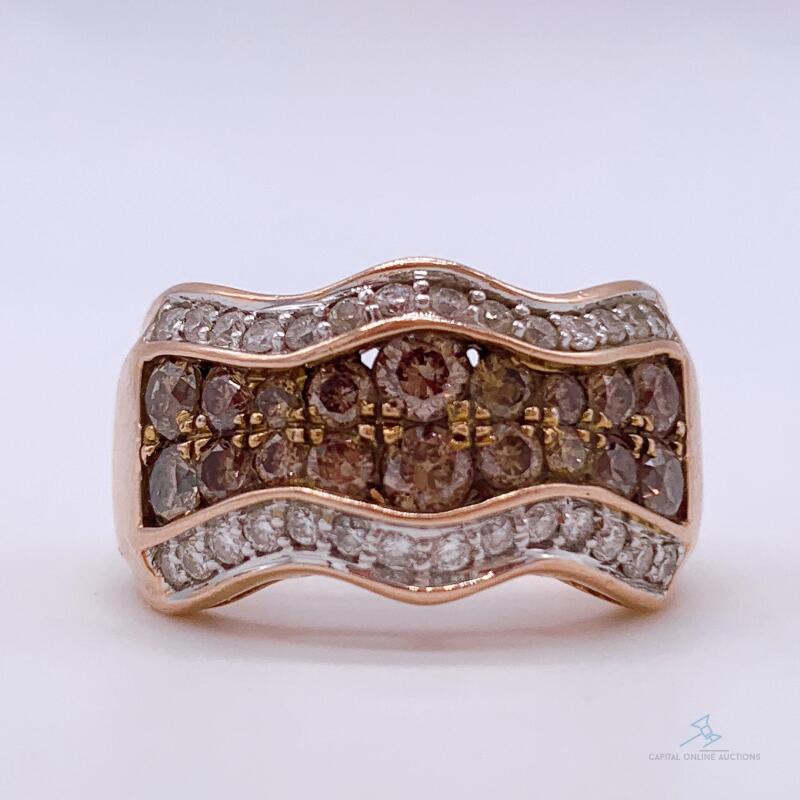 14kt Solid Rose Gold and Diamond Band Ring, 2+ctw