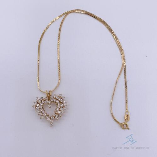 14kt Yellow Gold Diamond Heart Pendant Necklace