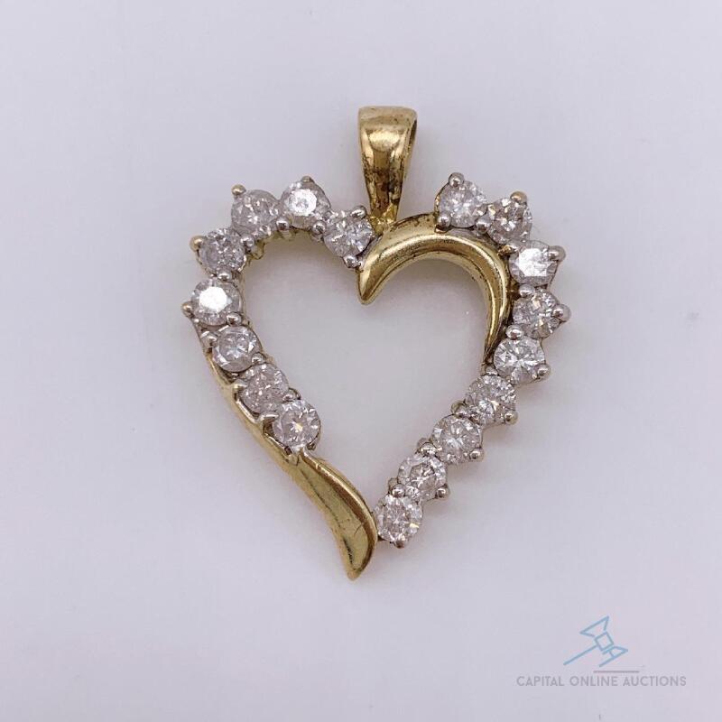 14kt Yellow Gold and Diamond Heart Pendant