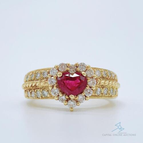 18kt Yellow Gold Ruby and Diamond Cocktail Ring