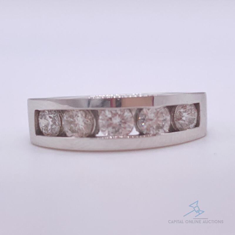 14kt White Gold and Diamond Wedding Band