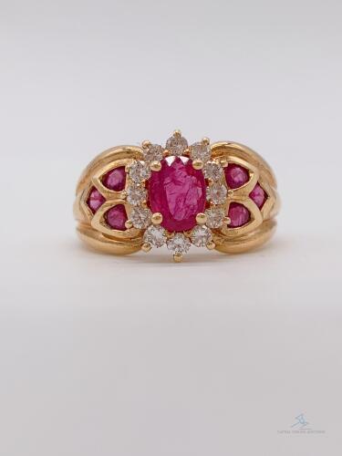 14kt Yellow Gold Ruby & Diamond Ring