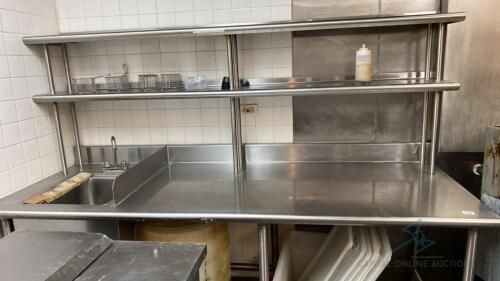 Stainless Steel Table with Overshelf and Sink