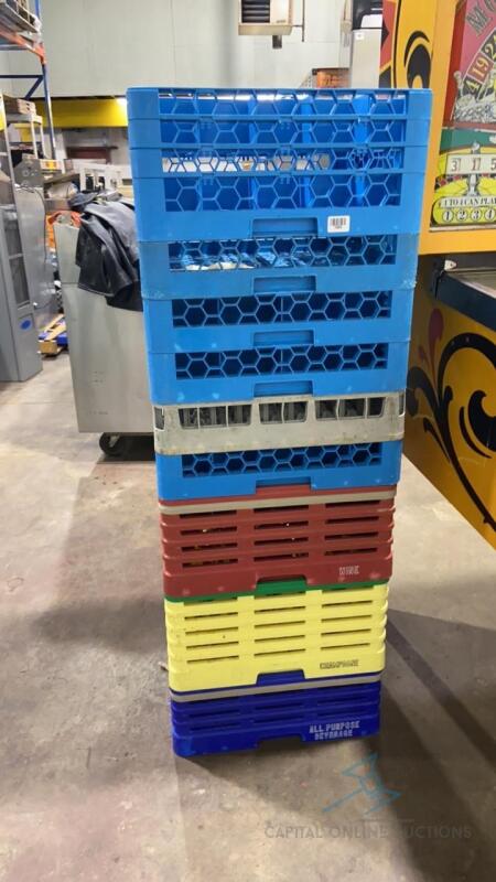 (9) Plastic Storage Crates for Glasses