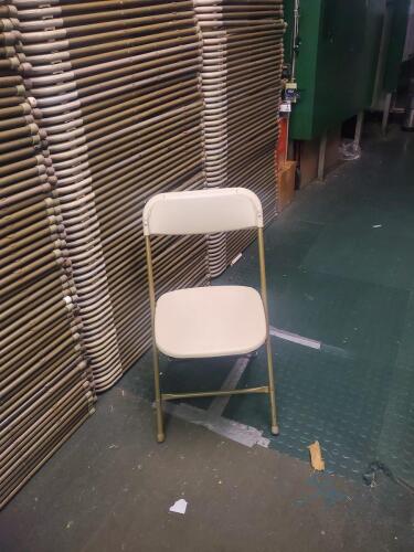 (100) White with Gold Frame Folding Chairs