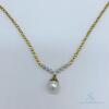 18kt Solid Yellow Gold, Diamond & Pearl Necklace