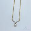 18kt Solid Yellow Gold, Diamond & Pearl Necklace - 4