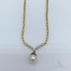 18kt Solid Yellow Gold, Diamond & Pearl Necklace - 5