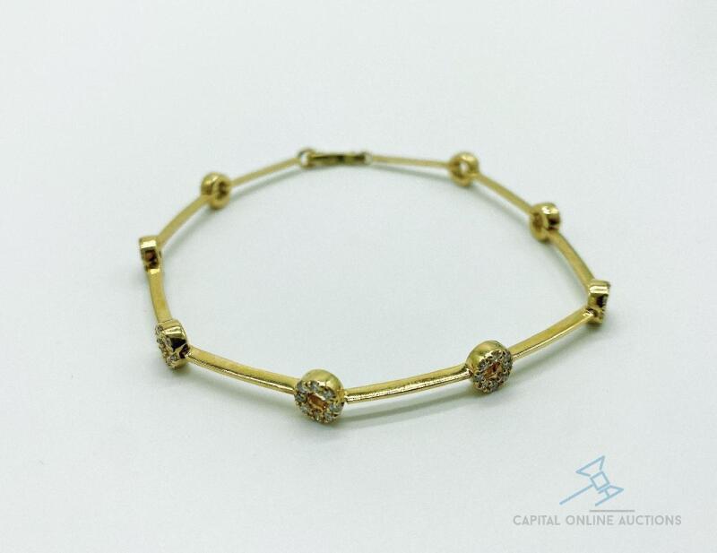14kt Solid Yellow Gold & Diamond Bracelet