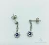 14kt Gold, Blue Sapphire, Diamond Earrings - 4