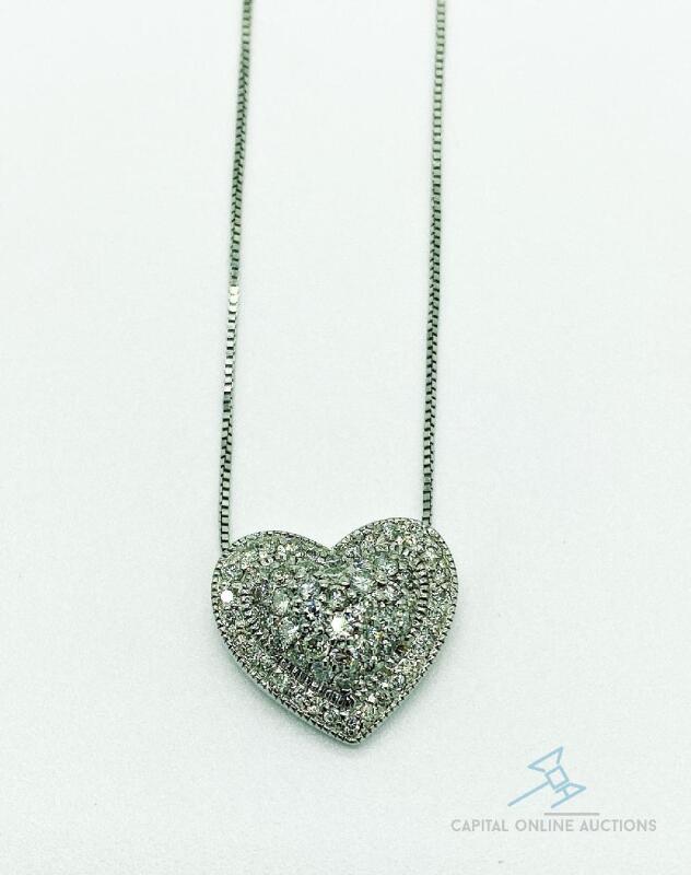 14kt Gold Diamond Heart Pendant Necklace