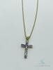 14kt Solid Yellow Gold & Tanzanite Cross Pendant Necklace - 3